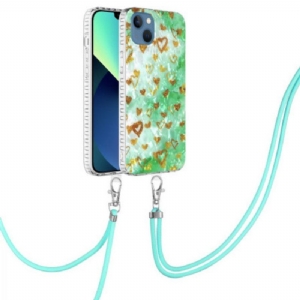 Etui do iPhone 14 ze Sznurkiem Stylowy Sznurek W Serca