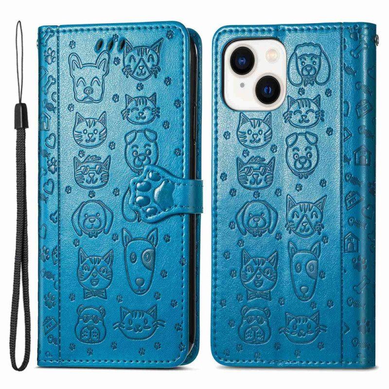 Etui Folio do iPhone 14 Animowane Zwierzęta