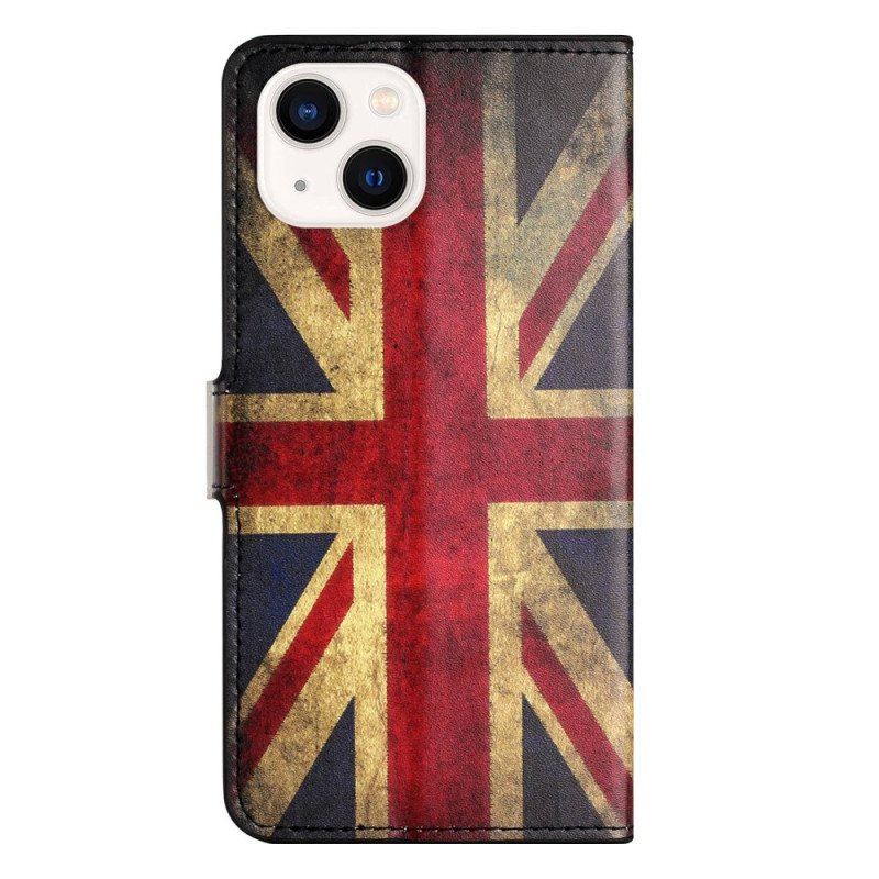 Etui Folio do iPhone 14 Vintage Angielska Flaga