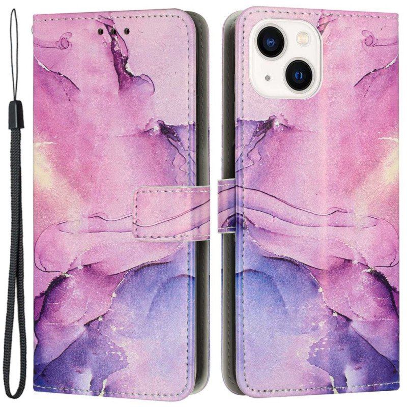 Etui Folio do iPhone 14 z Łańcuch Pasek Marmuru