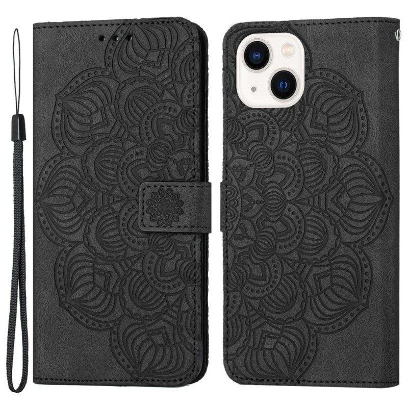 Etui Folio do iPhone 14 z Łańcuch Paskowata Mandala