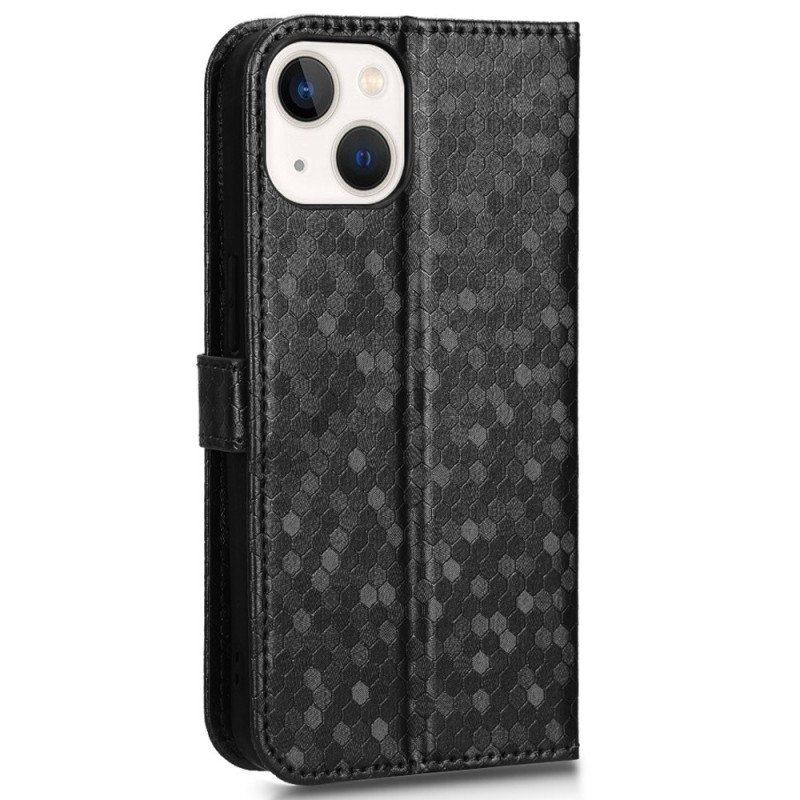 Etui Folio do iPhone 14 z Łańcuch Wzór 3d Na Ramiączkach