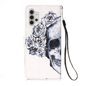 Etui Folio do Samsung Galaxy A32 5G Czaszki Kwiaty