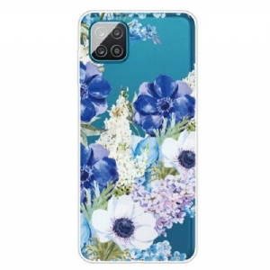 Etui do Samsung Galaxy M12 / A12 Bezszwowe Akwarela Niebieskie Kwiaty