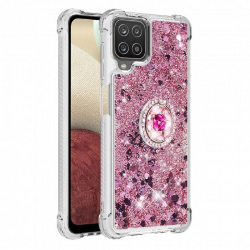 Etui do Samsung Galaxy M12 / A12 Cekiny Z Podparciem Pierścienia