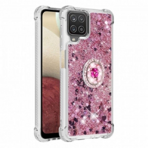 Etui do Samsung Galaxy M12 / A12 Cekiny Z Podparciem Pierścienia