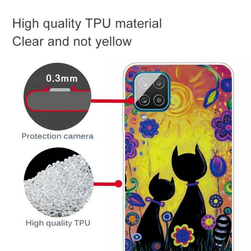 Etui do Samsung Galaxy M12 / A12 Kot Kreskówka