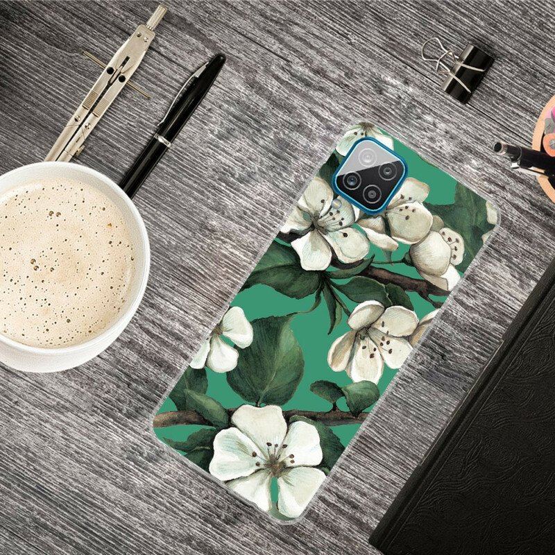 Etui do Samsung Galaxy M12 / A12 Malujący Biali Kwiaty