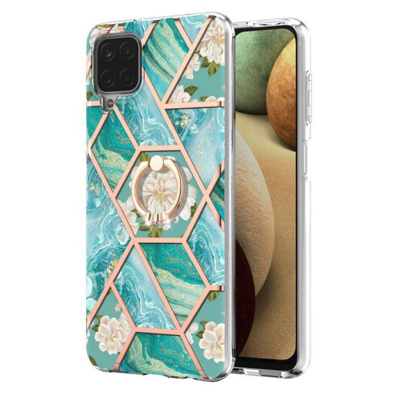 Etui do Samsung Galaxy M12 / A12 Marmur Ze Wspornikiem Pierścienia