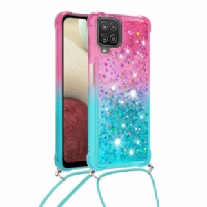 Etui do Samsung Galaxy M12 / A12 Silikonowe Cekiny I Sznurek