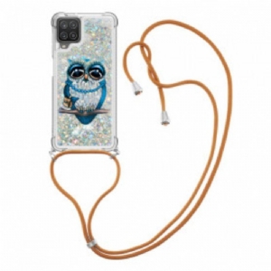 Etui do Samsung Galaxy M12 / A12 ze Sznurkiem Cekinowy Sznurek Miss Owl