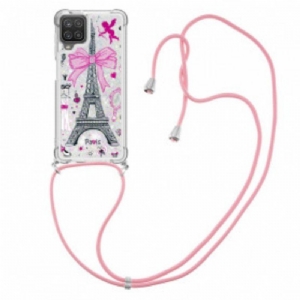 Etui do Samsung Galaxy M12 / A12 ze Sznurkiem Na Cordon Eiffel Tower