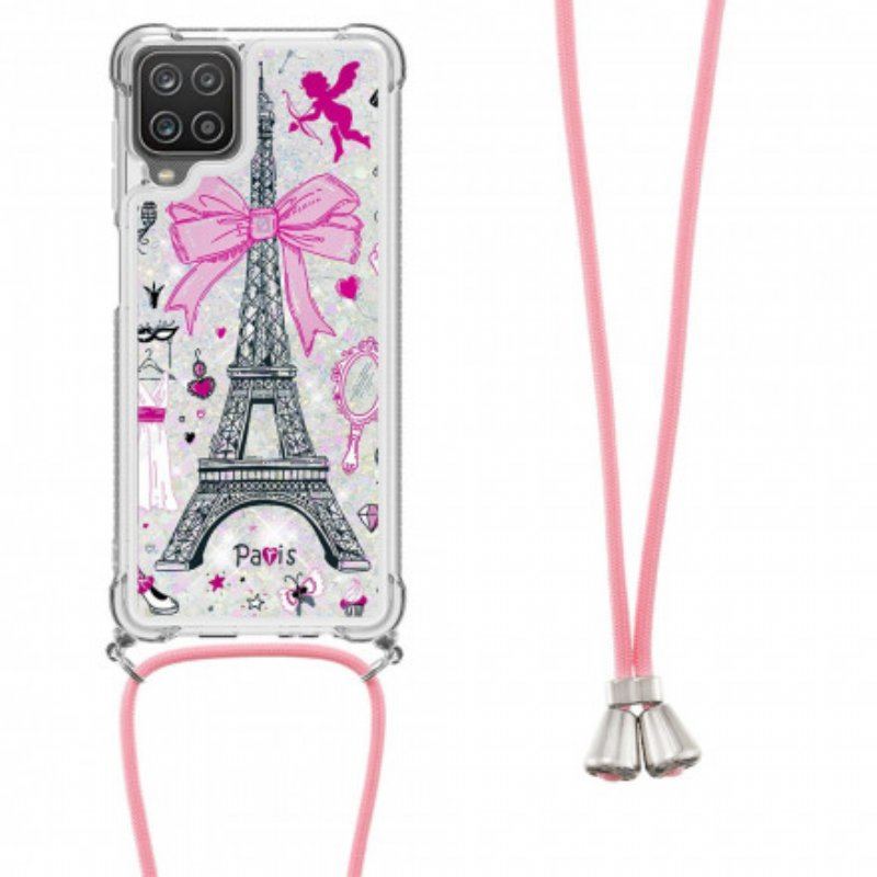 Etui do Samsung Galaxy M12 / A12 ze Sznurkiem Na Cordon Eiffel Tower