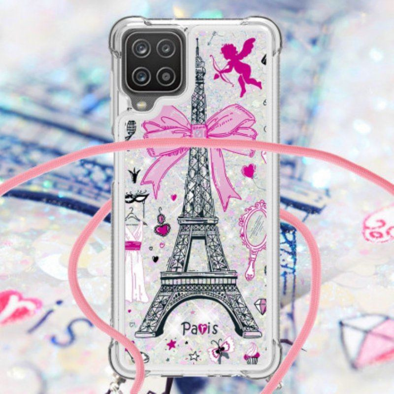 Etui do Samsung Galaxy M12 / A12 ze Sznurkiem Na Cordon Eiffel Tower