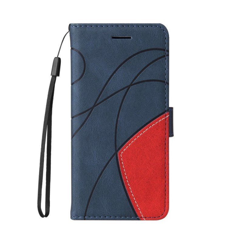 Etui Folio do Samsung Galaxy M12 / A12 Dwukolorowa Sygnowana Sztuczna Skóra