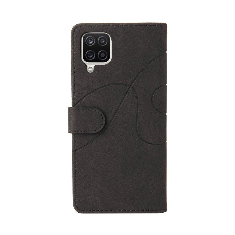 Etui Folio do Samsung Galaxy M12 / A12 Dwukolorowa Sygnowana Sztuczna Skóra