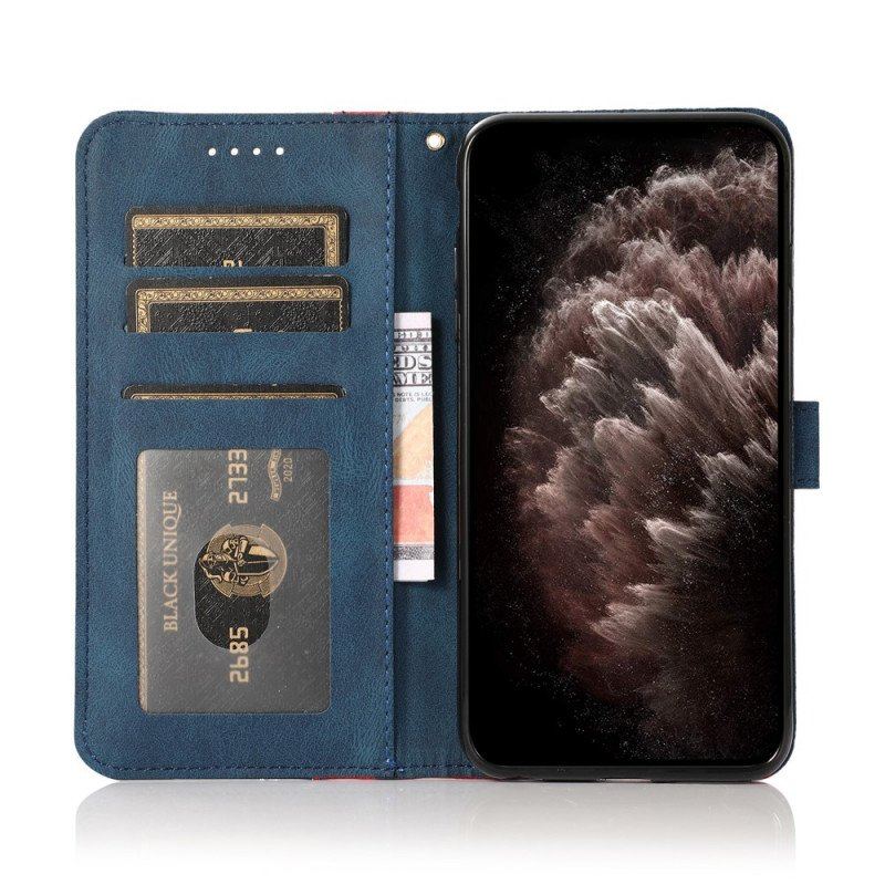 Etui Folio do Samsung Galaxy M12 / A12 Dwukolorowa Trójkątna Sztuczna Skóra