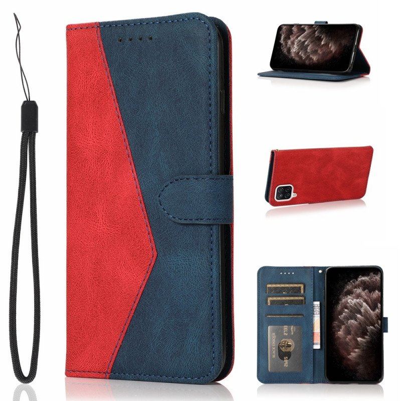 Etui Folio do Samsung Galaxy M12 / A12 Dwukolorowa Trójkątna Sztuczna Skóra