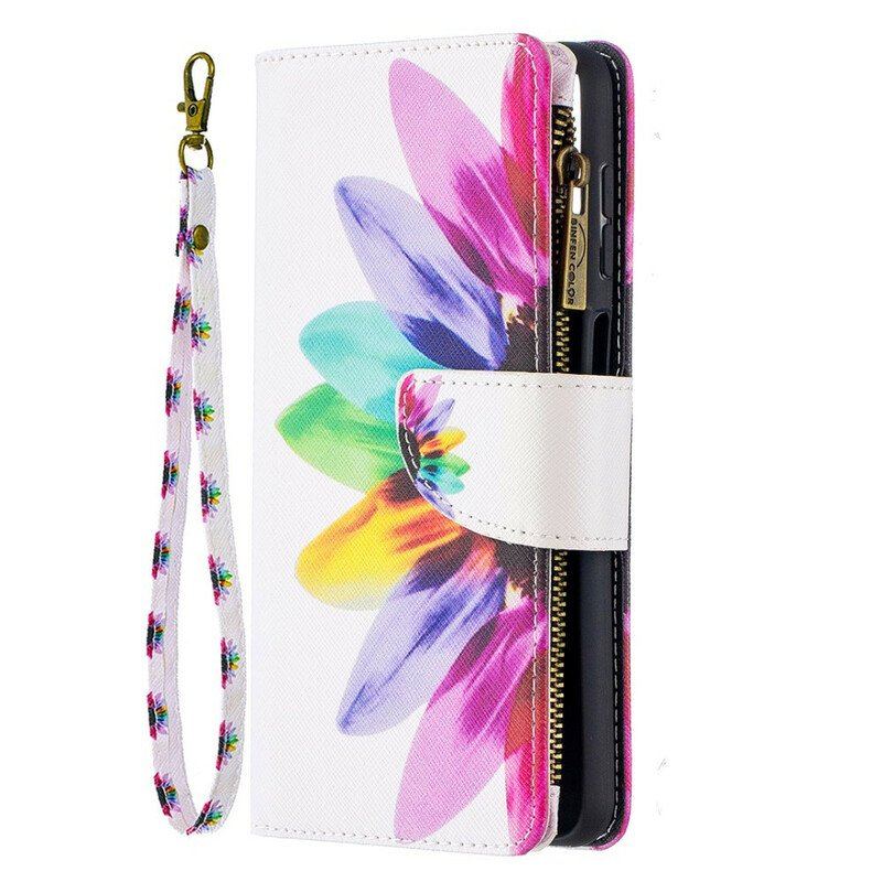 Etui Folio do Samsung Galaxy M12 / A12 Kieszonka Zapinana Na Zamek W Kwiaty