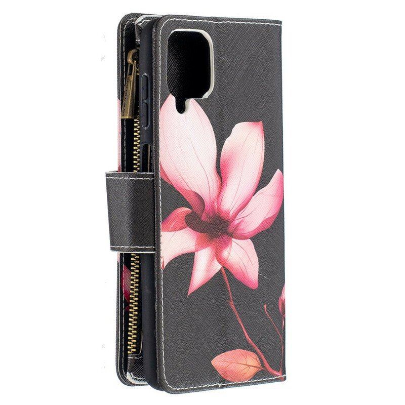 Etui Folio do Samsung Galaxy M12 / A12 Kieszonka Zapinana Na Zamek W Kwiaty