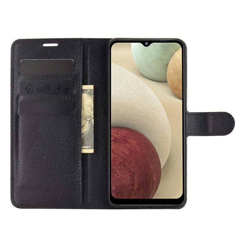 Etui Folio do Samsung Galaxy M12 / A12 Klasyczna Sztuczna Skóra Liczi