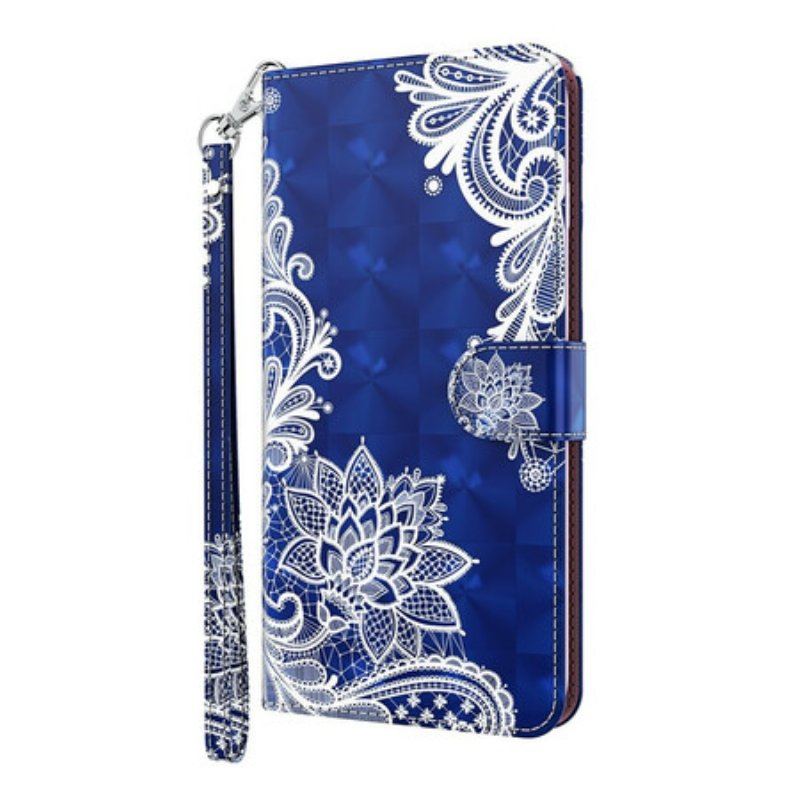 Etui Folio do Samsung Galaxy M12 / A12 Lekka Koronka W Kropki Z Paskiem