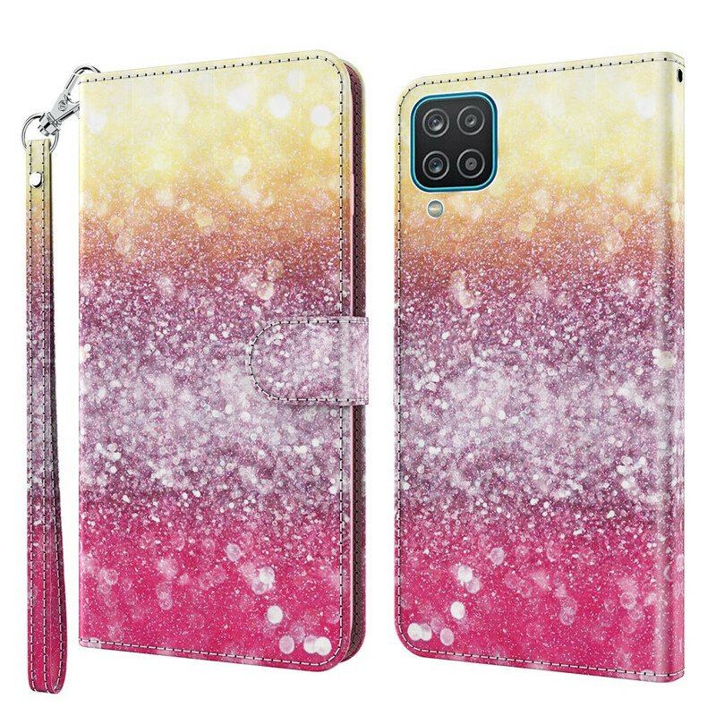 Etui Folio do Samsung Galaxy M12 / A12 Magenta Brokatowy Gradient