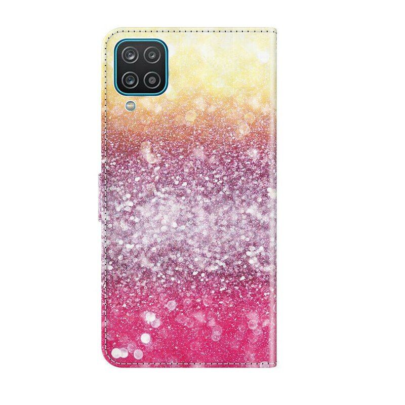 Etui Folio do Samsung Galaxy M12 / A12 Magenta Brokatowy Gradient