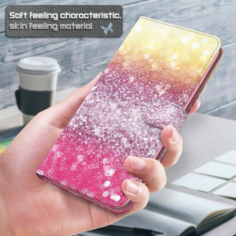 Etui Folio do Samsung Galaxy M12 / A12 Magenta Brokatowy Gradient