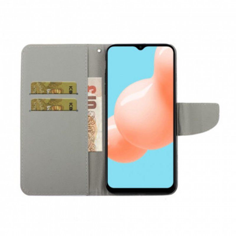 Etui Folio do Samsung Galaxy M12 / A12 Marmur Ze Smyczą