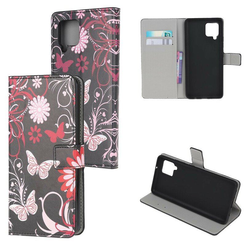 Etui Folio do Samsung Galaxy M12 / A12 Motyle I Kwiaty