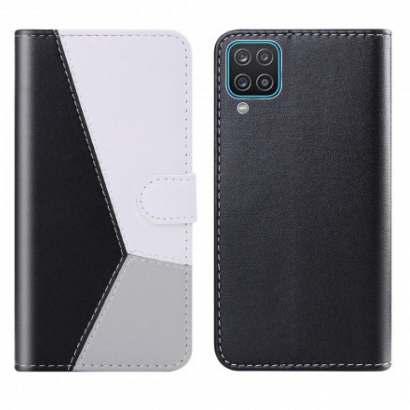 Etui Folio do Samsung Galaxy M12 / A12 Trójkolorowy Efekt Skóry