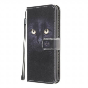 Etui Folio do Samsung Galaxy M12 / A12 z Łańcuch Czarne Kocie Oczy W Paski