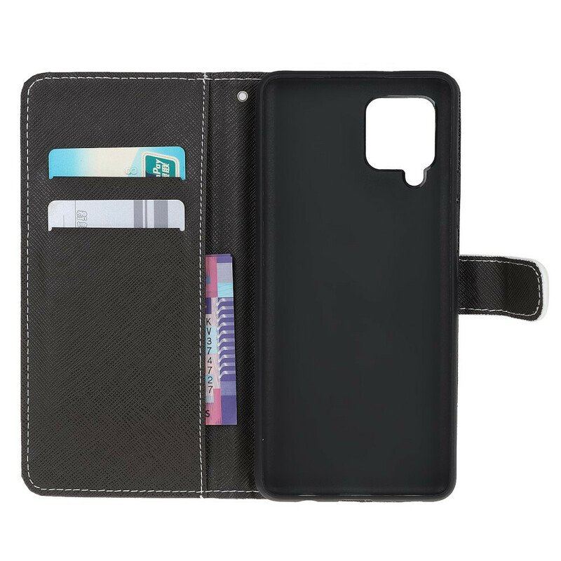 Etui Folio do Samsung Galaxy M12 / A12 z Łańcuch Czarne Kocie Oczy W Paski