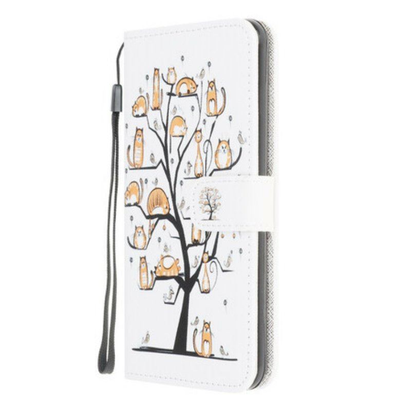 Etui Folio do Samsung Galaxy M12 / A12 z Łańcuch Funky Koty Z Paskiem