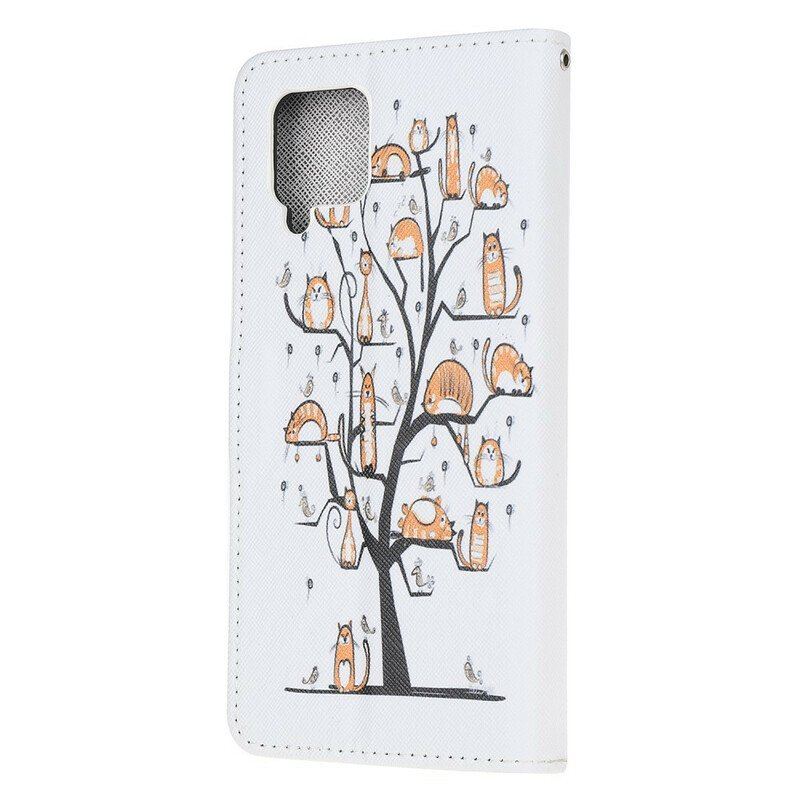 Etui Folio do Samsung Galaxy M12 / A12 z Łańcuch Funky Koty Z Paskiem