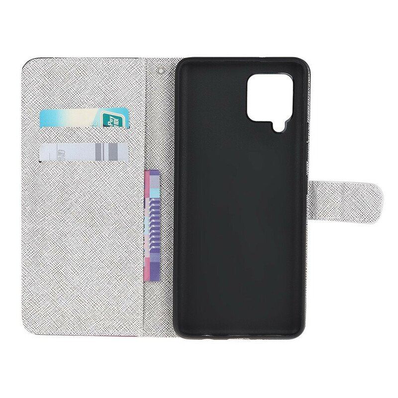 Etui Folio do Samsung Galaxy M12 / A12 z Łańcuch Kwiaty Paska Księżycowego