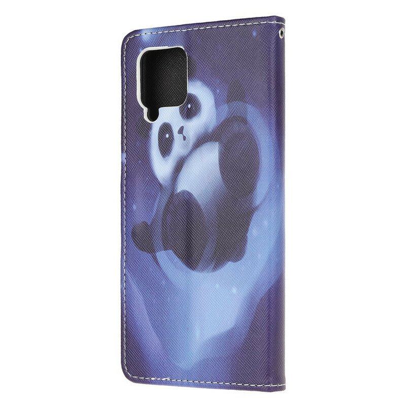 Etui Folio do Samsung Galaxy M12 / A12 z Łańcuch Panda Space Ze Smyczą