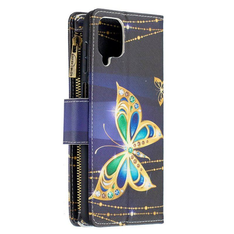 Etui Folio do Samsung Galaxy M12 / A12 Zapinana Na Zamek Kieszeń W Motyle