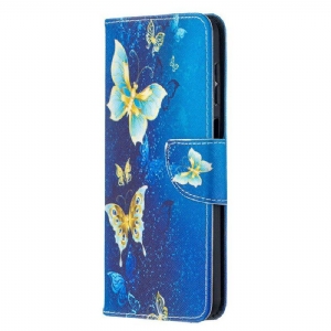 Etui Folio do Samsung Galaxy M12 / A12 Złote Motyle