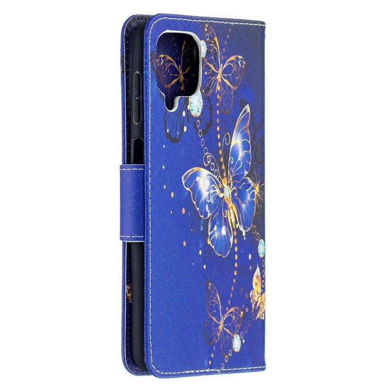 Etui Folio do Samsung Galaxy M12 / A12 Złote Motyle