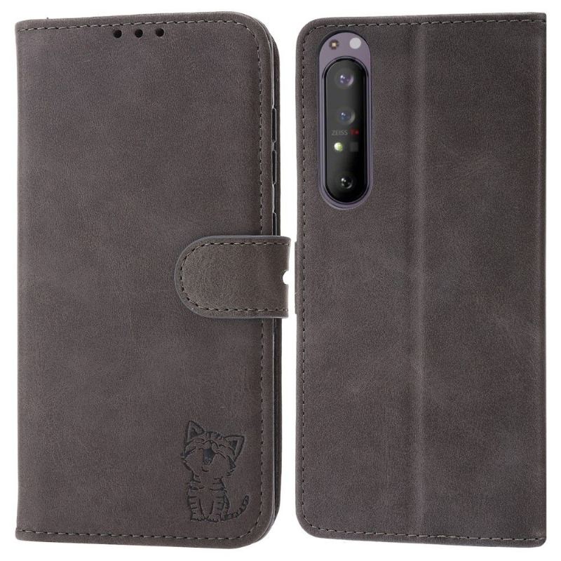 Etui Folio do Sony Xperia 5 III Classic Kociak Ze Skóry