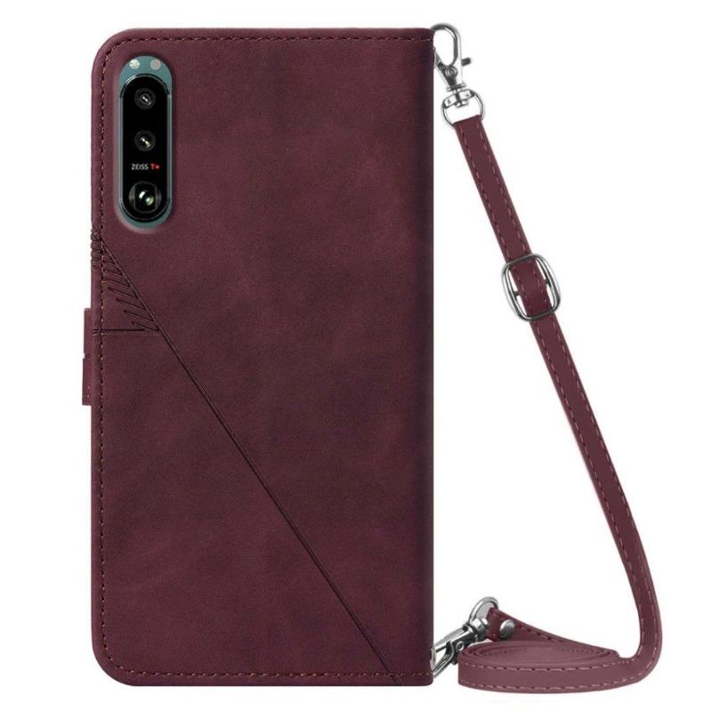 Etui Folio do Sony Xperia 5 III Geometryczny Wzór Z Paskiem