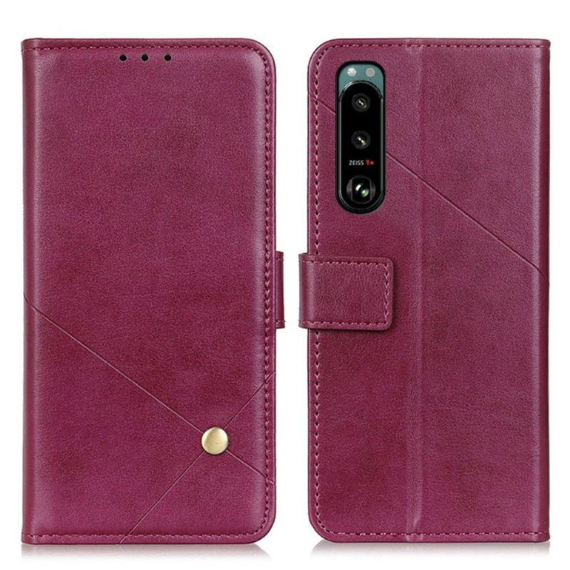 Skórzany Futerał do Sony Xperia 5 III Anti-fall Etui Folio Klapa Ze Sztucznej Skóry Z Nitem