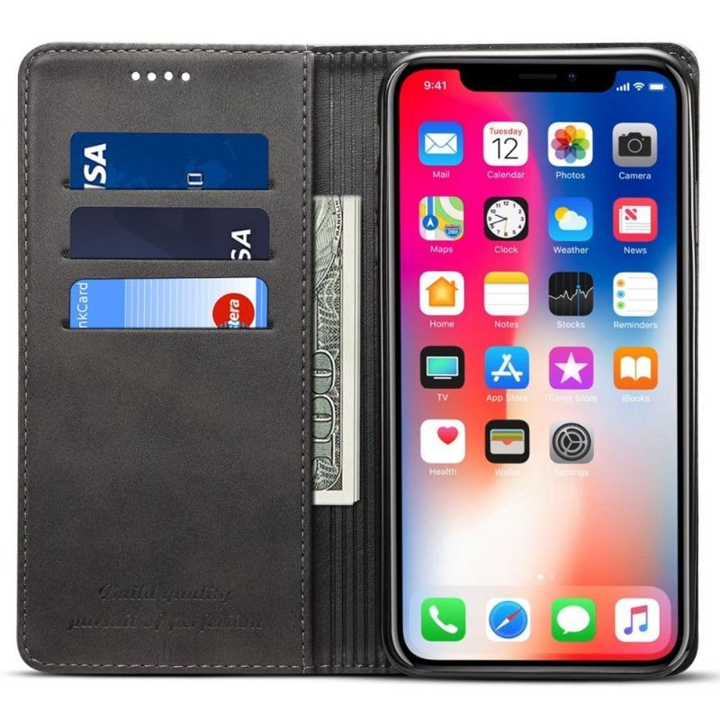 Etui Folio do iPhone XR Classic Skórzany Futerał Flip Style Skóra