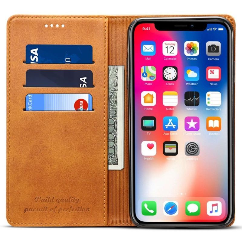 Etui Folio do iPhone XR Classic Skórzany Futerał Flip Style Skóra