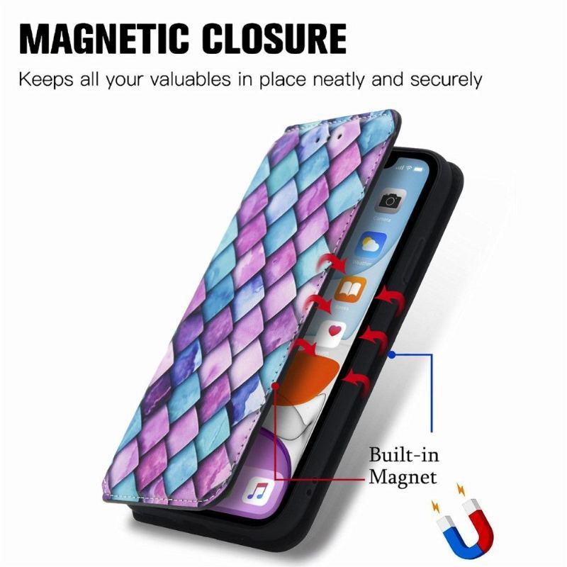 Etui Folio do iPhone XR Kolorowy Styl Żółw