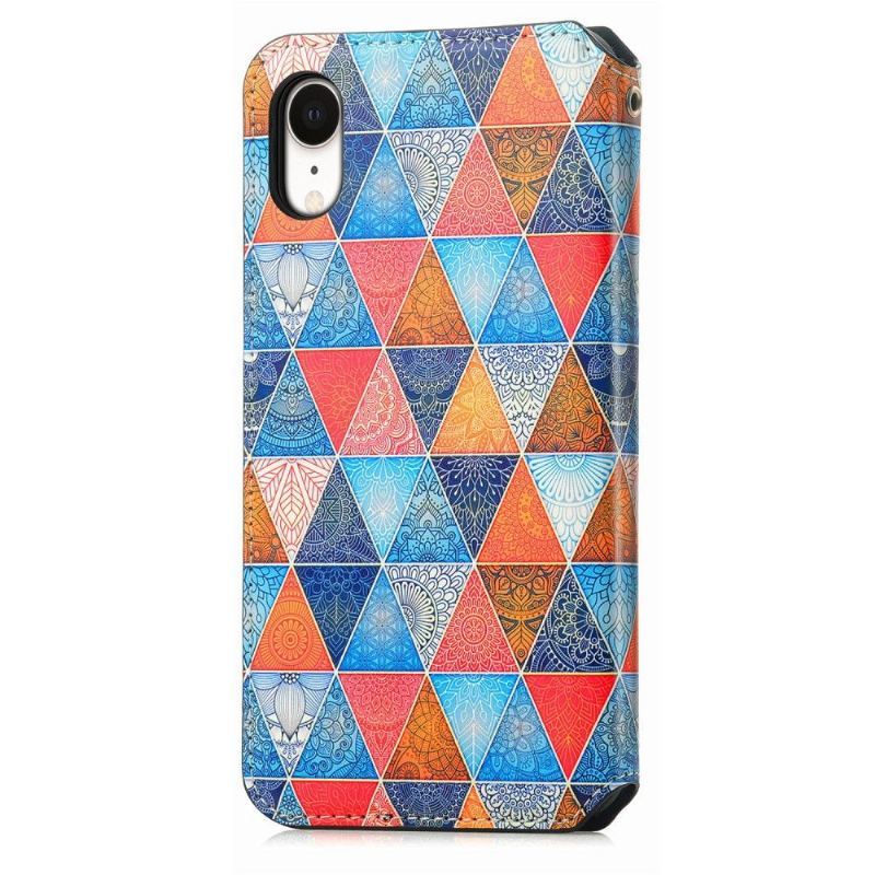 Etui Folio do iPhone XR Obrzeża Kalejdoskop Mandala