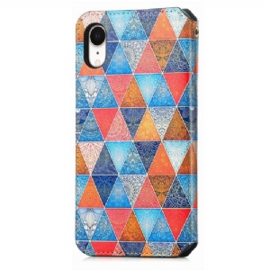 Etui Folio do iPhone XR Obrzeża Kalejdoskop Mandala