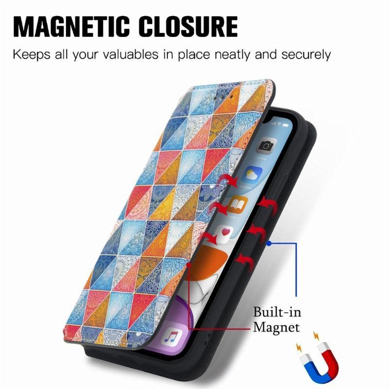 Etui Folio do iPhone XR Obrzeża Kalejdoskop Mandala